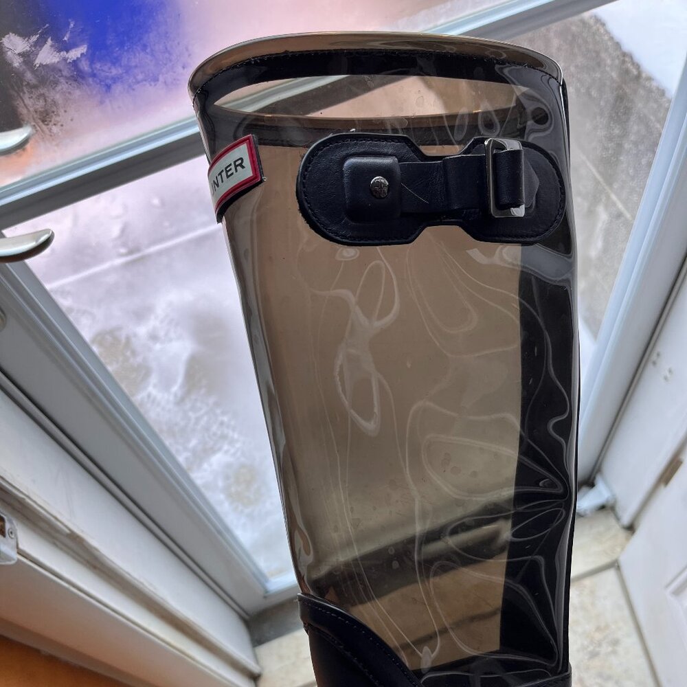 Hunter Fisherman Black Clear Buckle Rubber Tall Rain Outdoor Boots Shoes US 8 - Picture 11 of 11